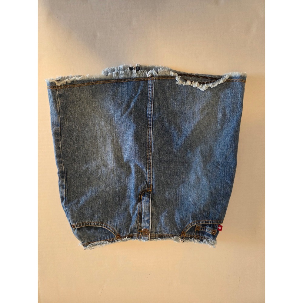 Spacegirlz Vintage Y2K Denim Mini Skirt Medium Wash Raw Hem Size 12 QY6485